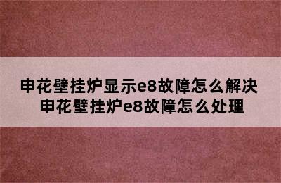 申花壁挂炉显示e8故障怎么解决 申花壁挂炉e8故障怎么处理